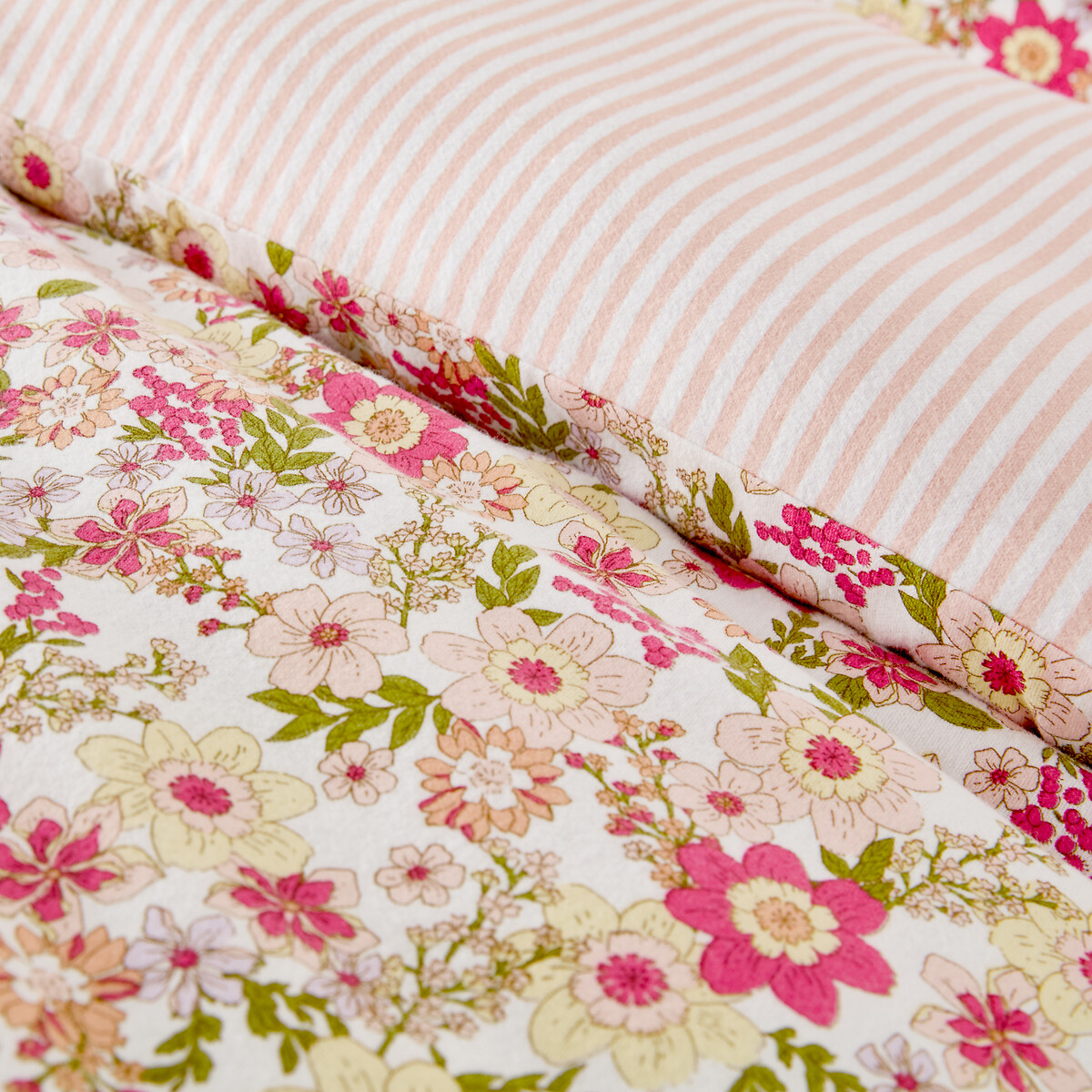 Funda nórdica para cama infantil, de franela, con estampado de flores, MEREDITH crudo/rosa, LA REDOUTE INTERIEURS