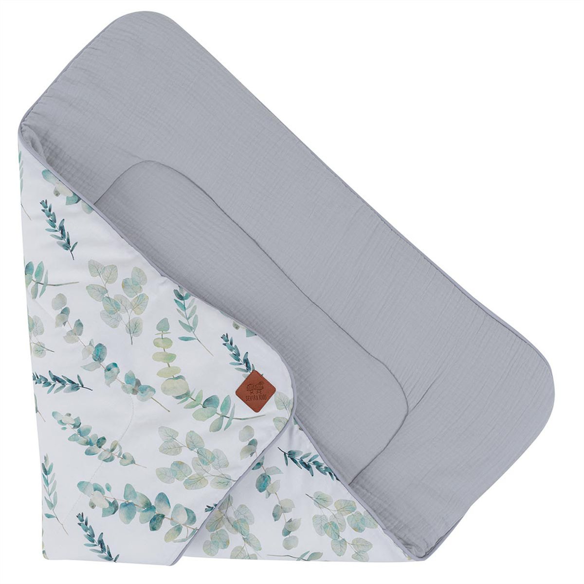 Gigoteuse d'emmaillotage en gaze de coton EUCALYPTUS gris, SEVIRA KIDS