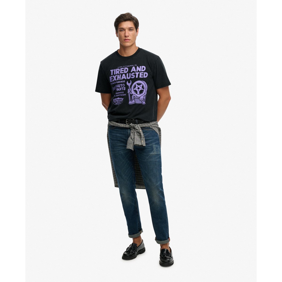 T-shirt ample Local Business noir de jais, SUPERDRY