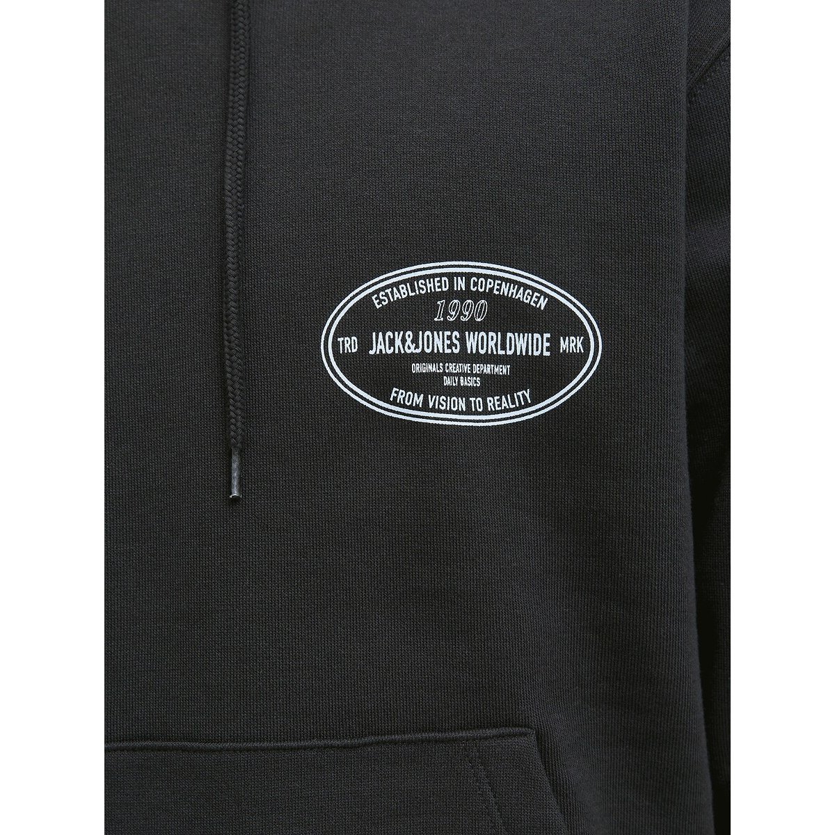 Sweat à capuche imprimé dos noir, JACK & JONES