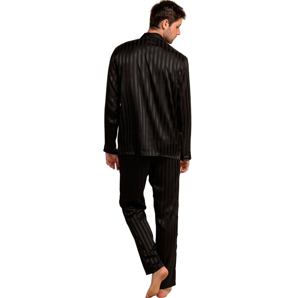 Pyjama pantalon chemise manches longues Say Yes noir, ADMAS