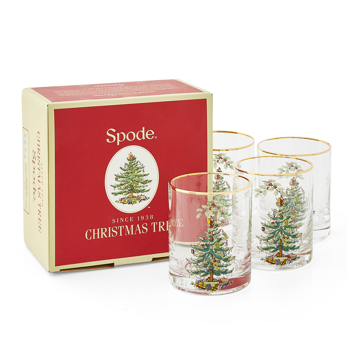 Set of 4 Christmas Tree Old Fashioned Glasses transparent, SPODE