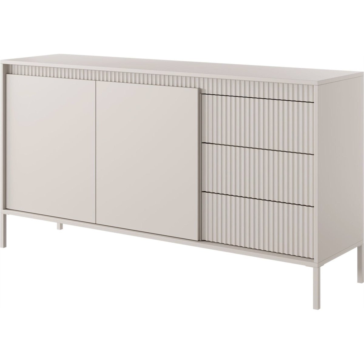 Buffet bois rainuré FALSETTO beige sable, RECOLLECTION