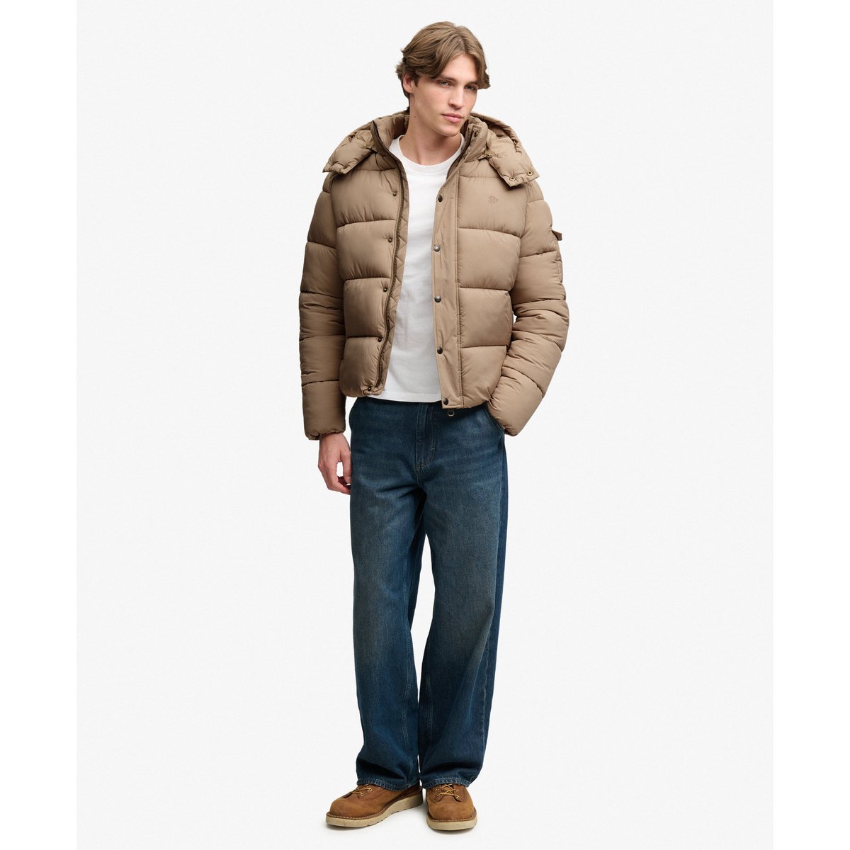 Doudoune Premium Ripstop beige peak sands, SUPERDRY
