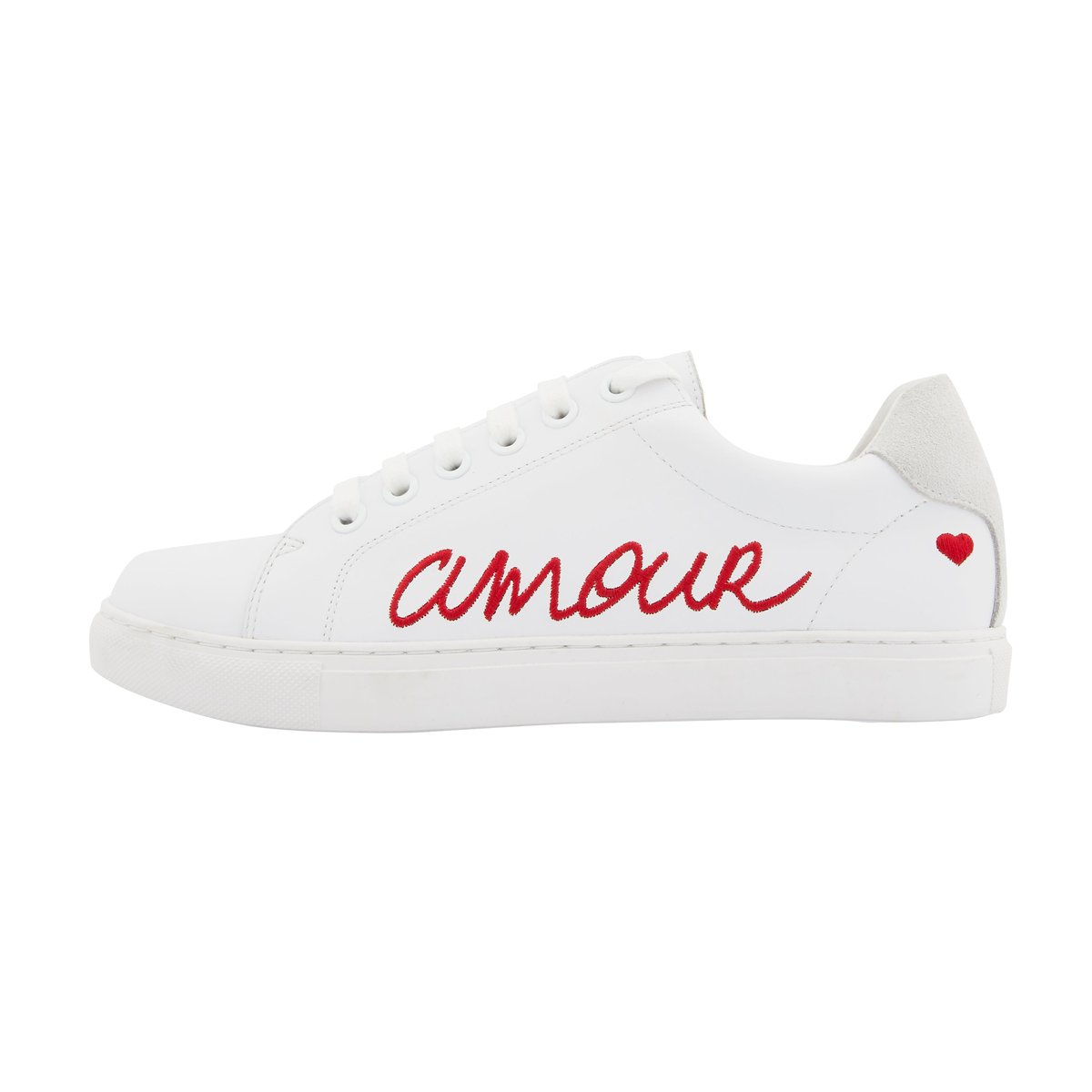 Baskets En Cuir Simone Amour blanc, BONS BAISERS
