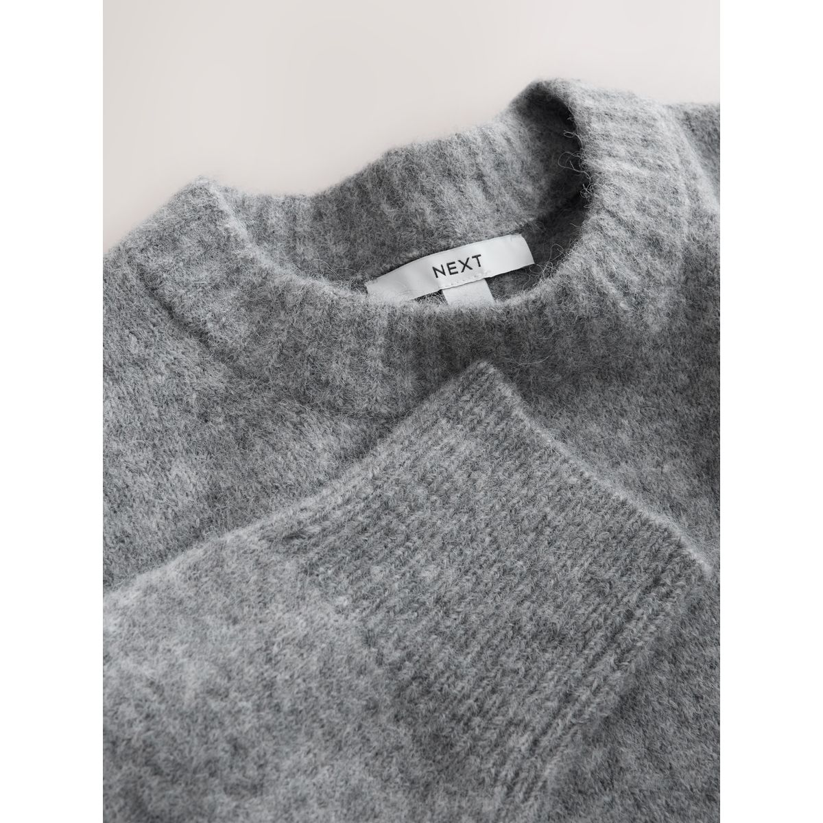 Pull ras du cou en maille à manches longues gris chiné, NEXT