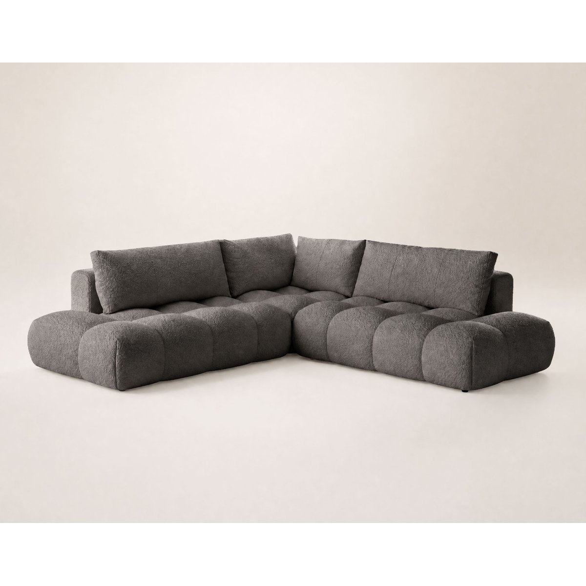 Canapé d'Angle Convertible en Tissu bouclette 5 places - YULIN gris, BEST MOBILIER