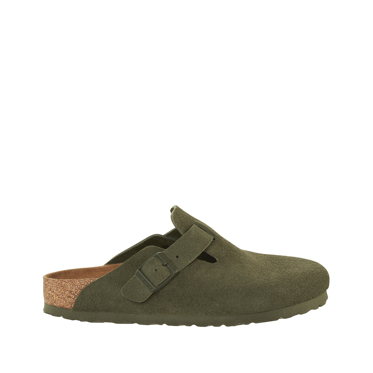 Sabots en cuir suedé Boston kaki, BIRKENSTOCK