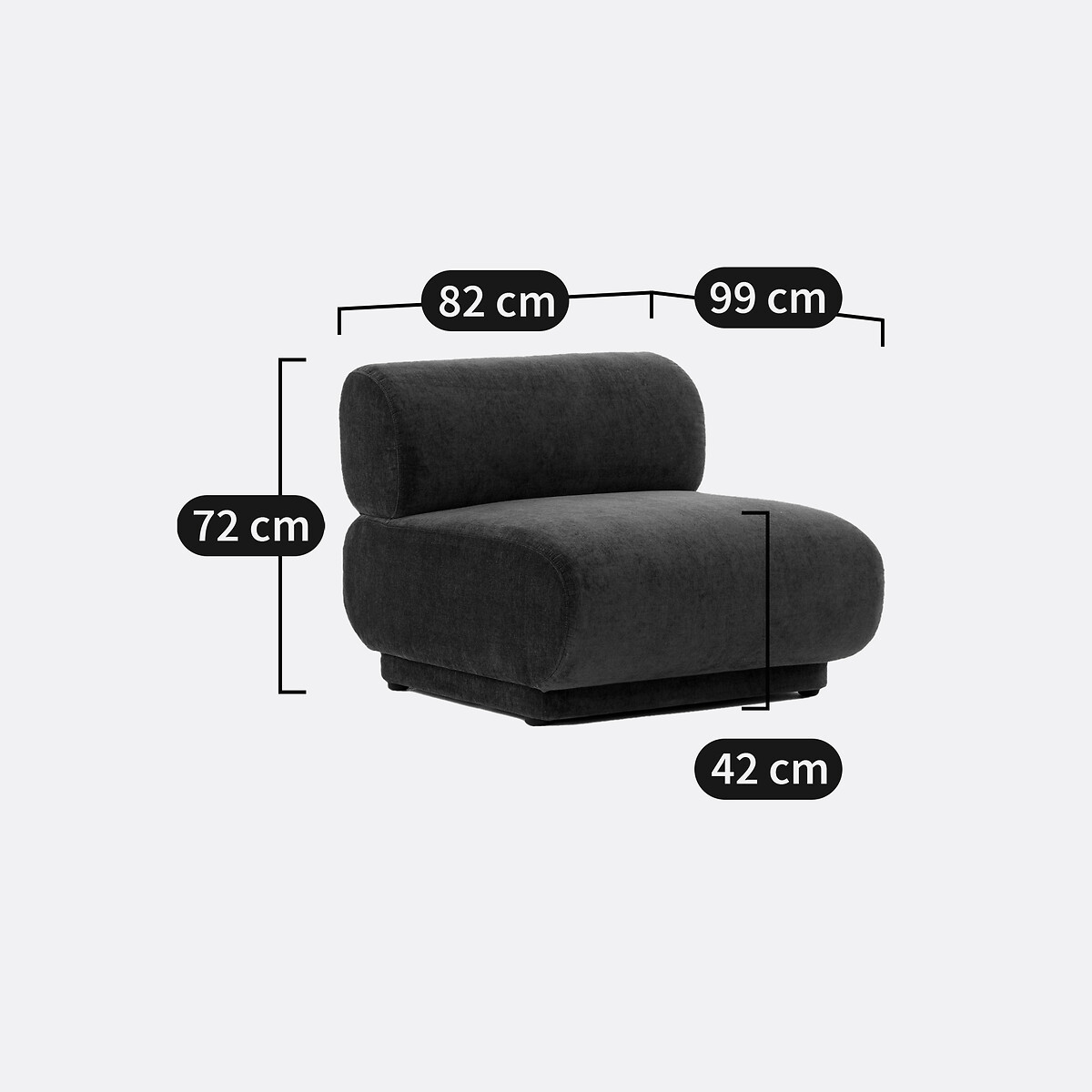 Chauffeuse modulable velours texturé, Teide ecru, LA REDOUTE INTERIEURS