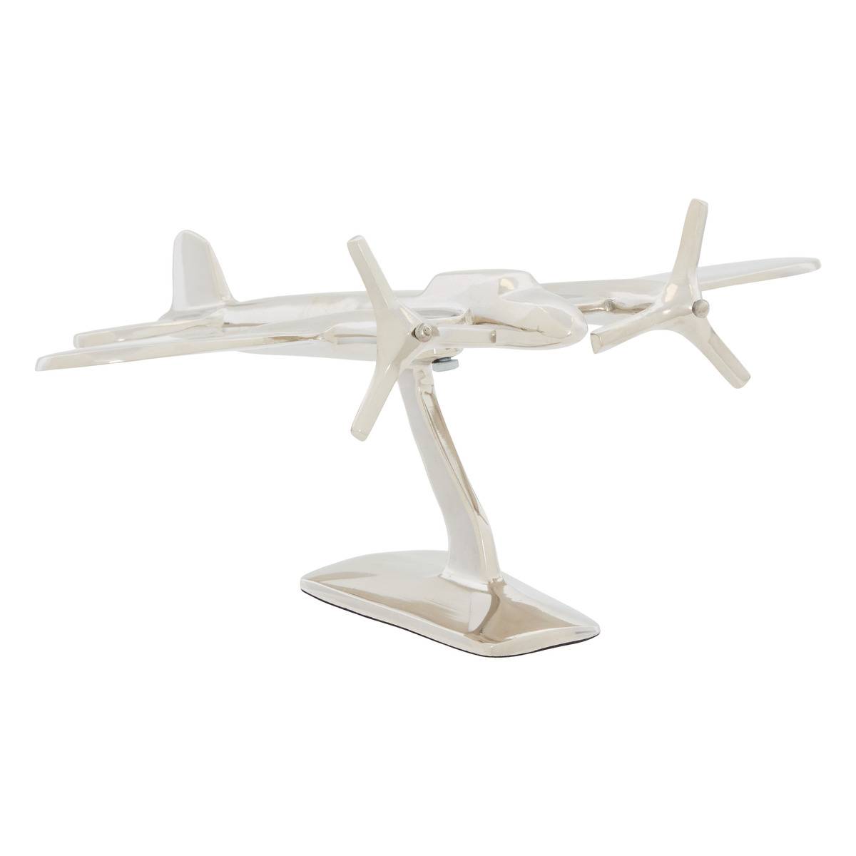 Avion déco en aluminium FLAVIE argent, ATMOSPHERA