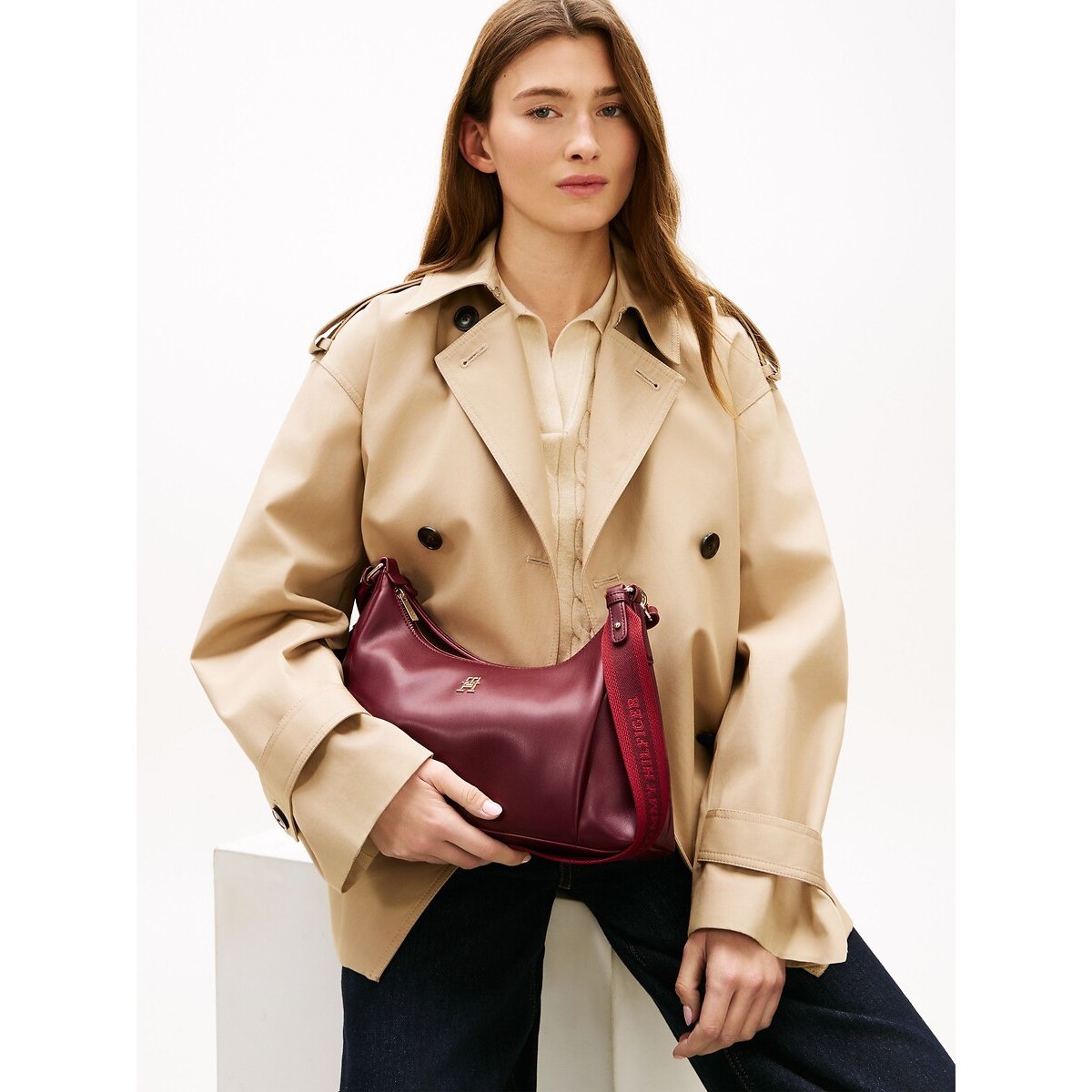 Bolso bandolera, TH ESSENTIAL burdeos, TOMMY HILFIGER