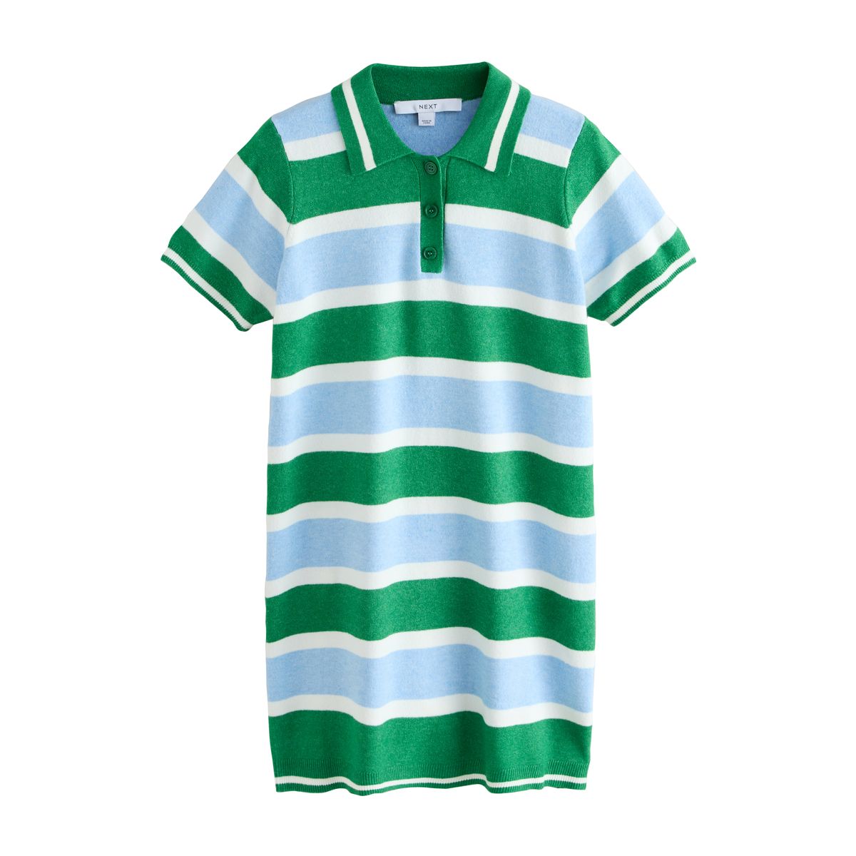 Robe polo courte en maille ultra-douce rayures vertes/bleues, NEXT