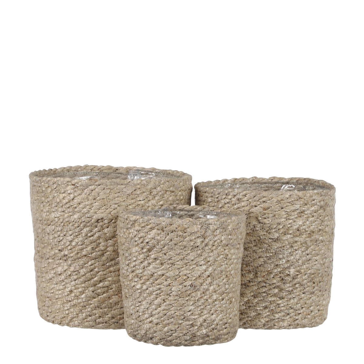 Ensemble de paniers à plantes en jute tressée ATLANTIC crème, MICA DECORATIONS