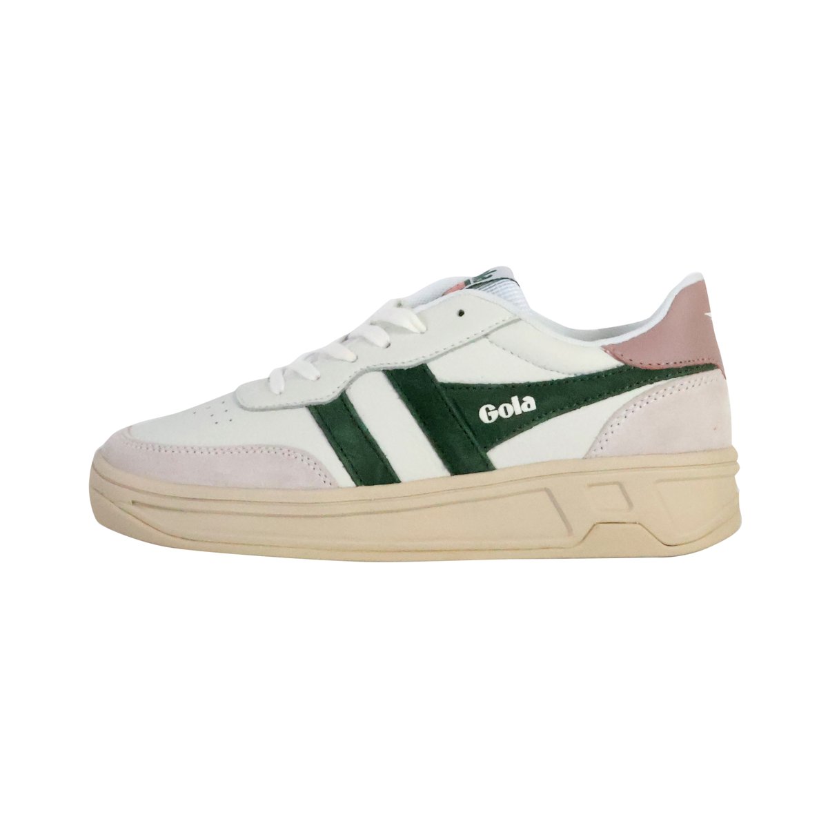 Basket Cuir Topspin blanc/vert foncé, GOLA