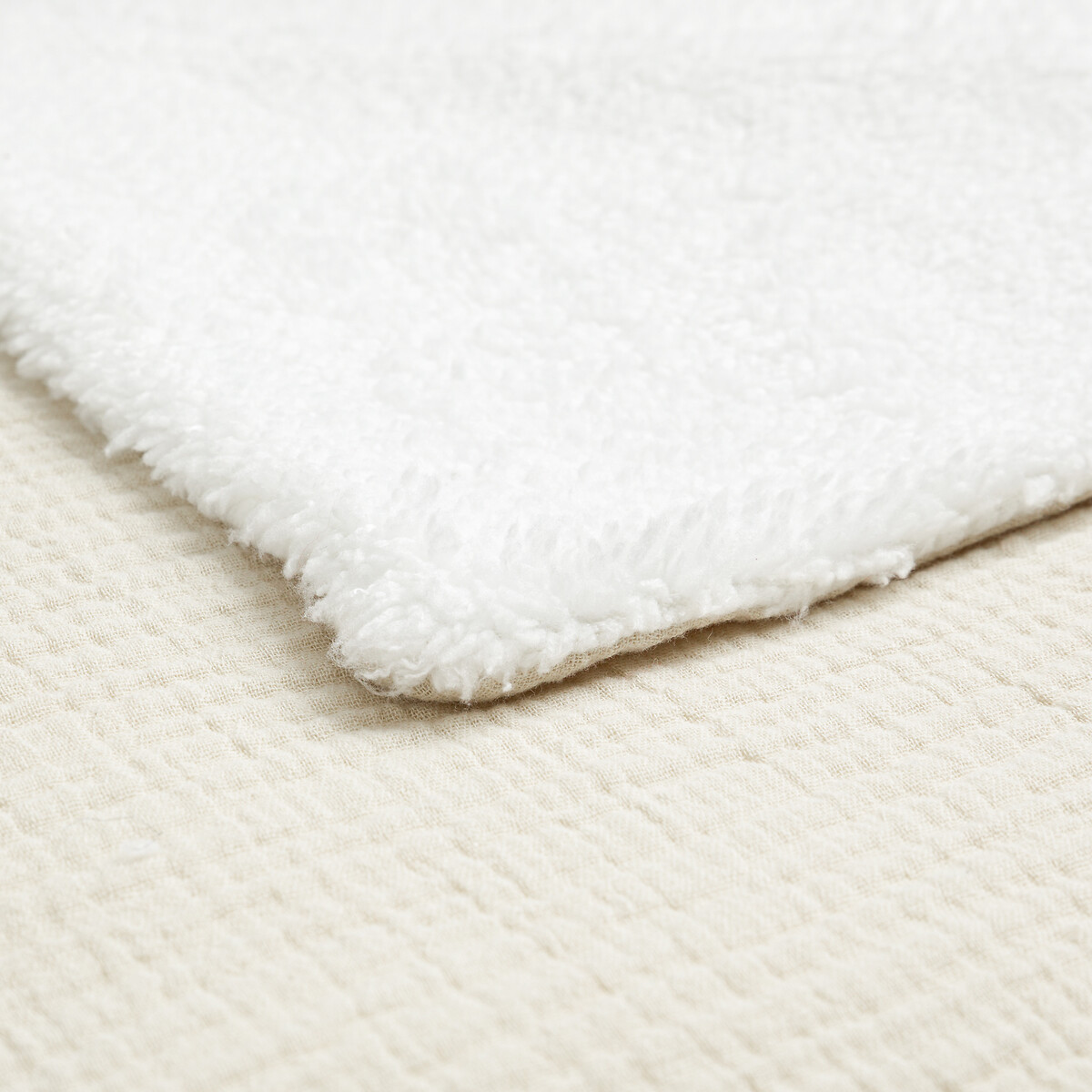 Plaid de gasa de algodón y sherpa, Kumla natural, LA REDOUTE INTERIEURS