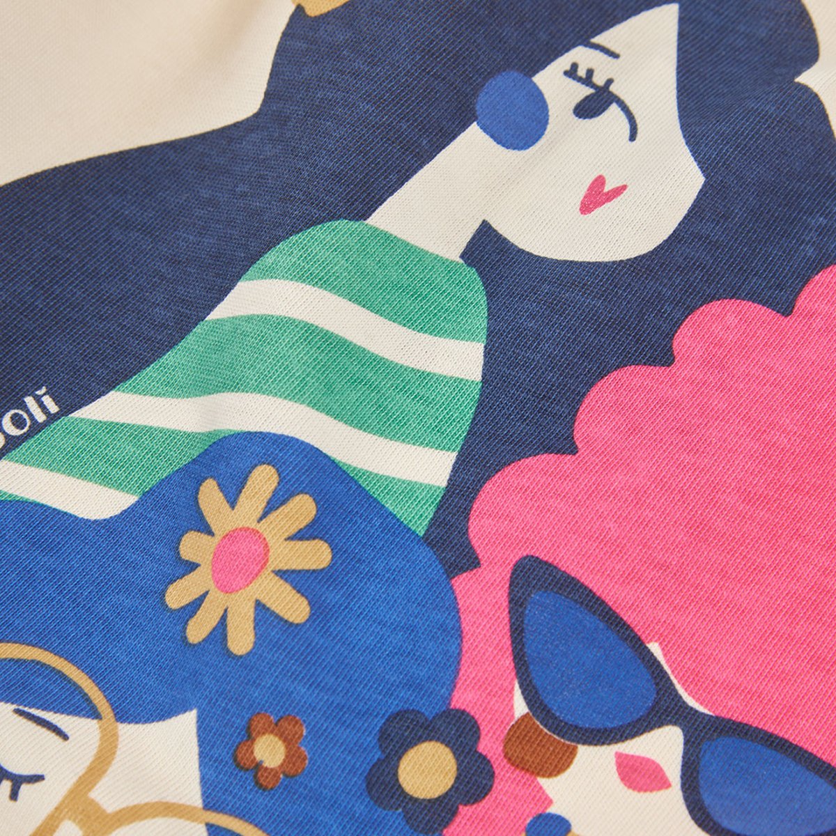T-shirt en maille fille imprimé amies blanc, BOBOLI