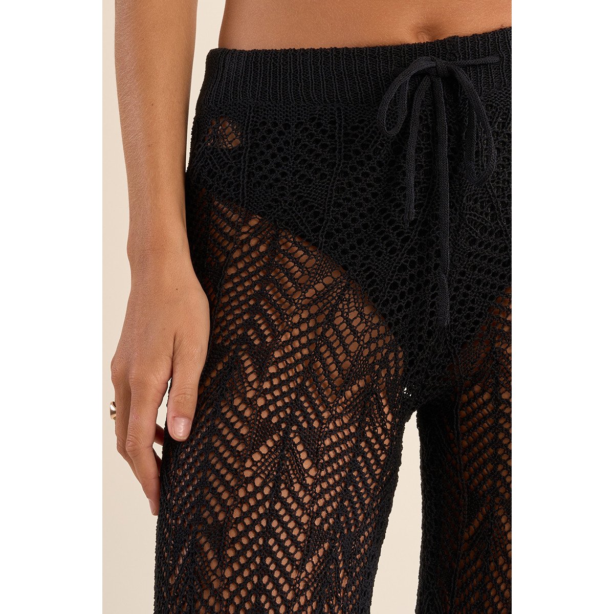 Pantalon de plage en crochet noir, MOLLY BRACKEN