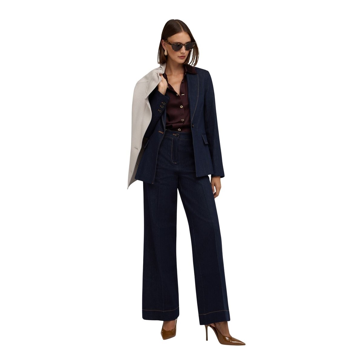 Jean palazzo façon tailleur bleu, MOTIVI