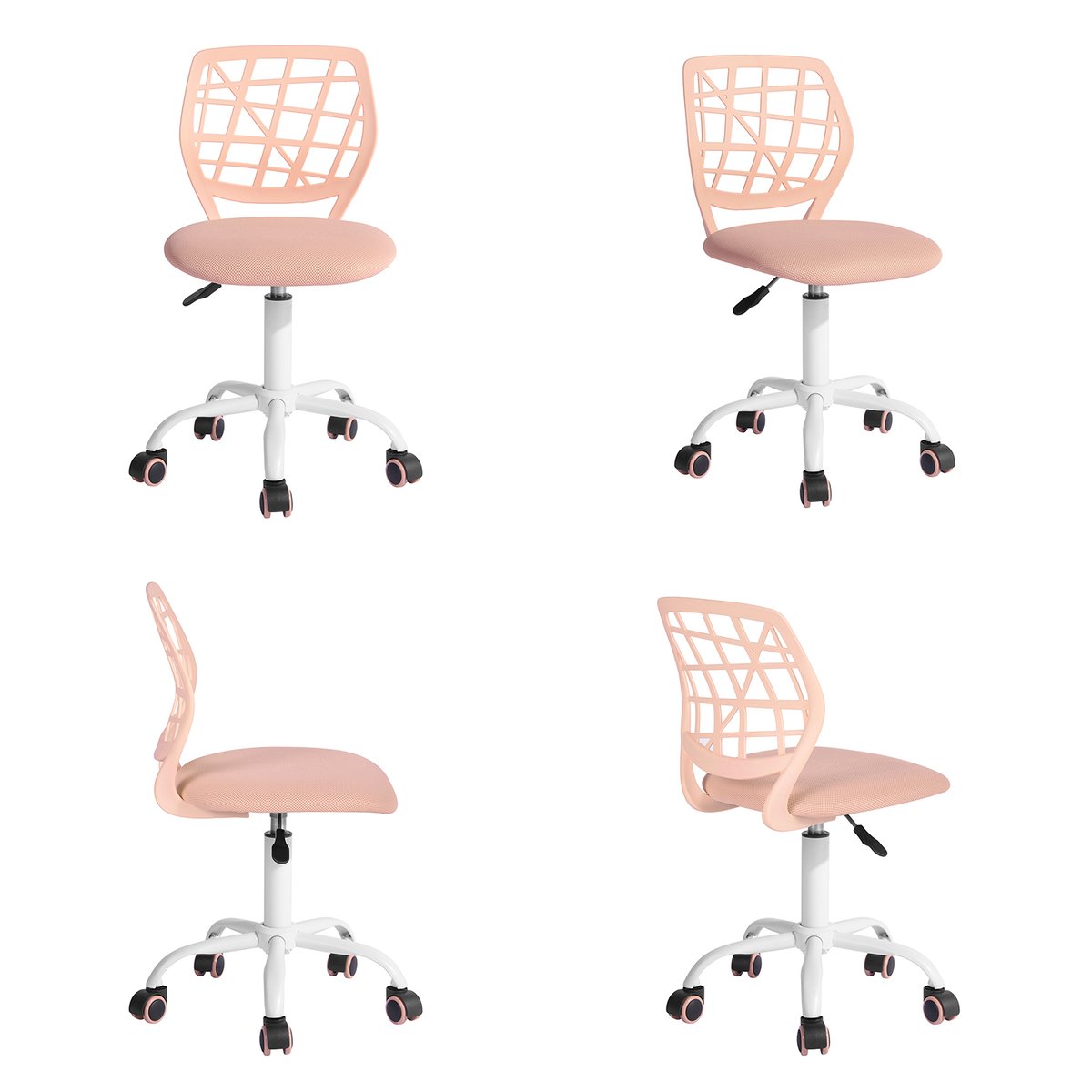Chaise de bureau pivotante réglable en hauteur en maille, CARNATION PLICA rose blush, MEUBLES COSY