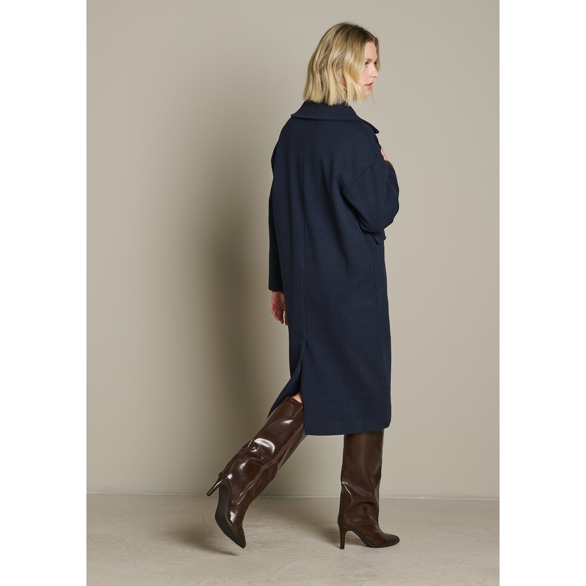 Manteau long oversize bleu marine, LOLALIZA