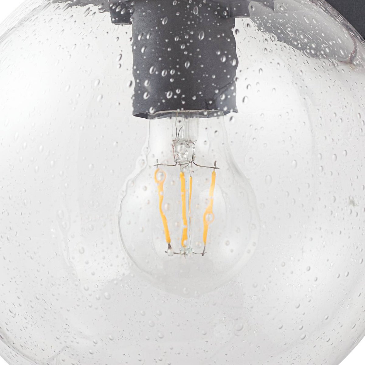 Applique extérieure en verre moderne, Dangan noir, transparent, LINDBY