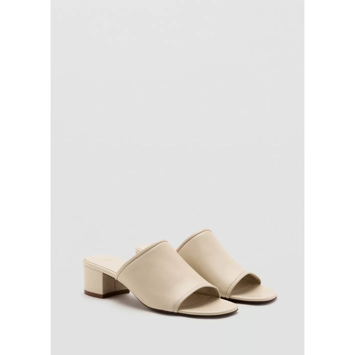 Sandales cuir talon bloc écru, MANGO