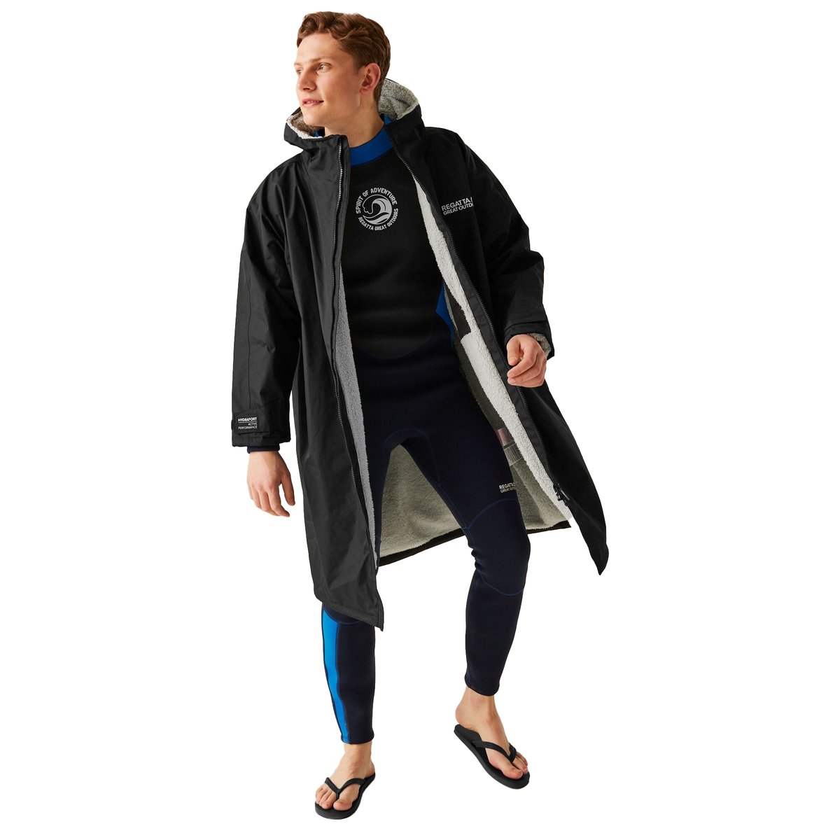 Peignoir à langer imperméable avec doublure polaire noir, REGATTA