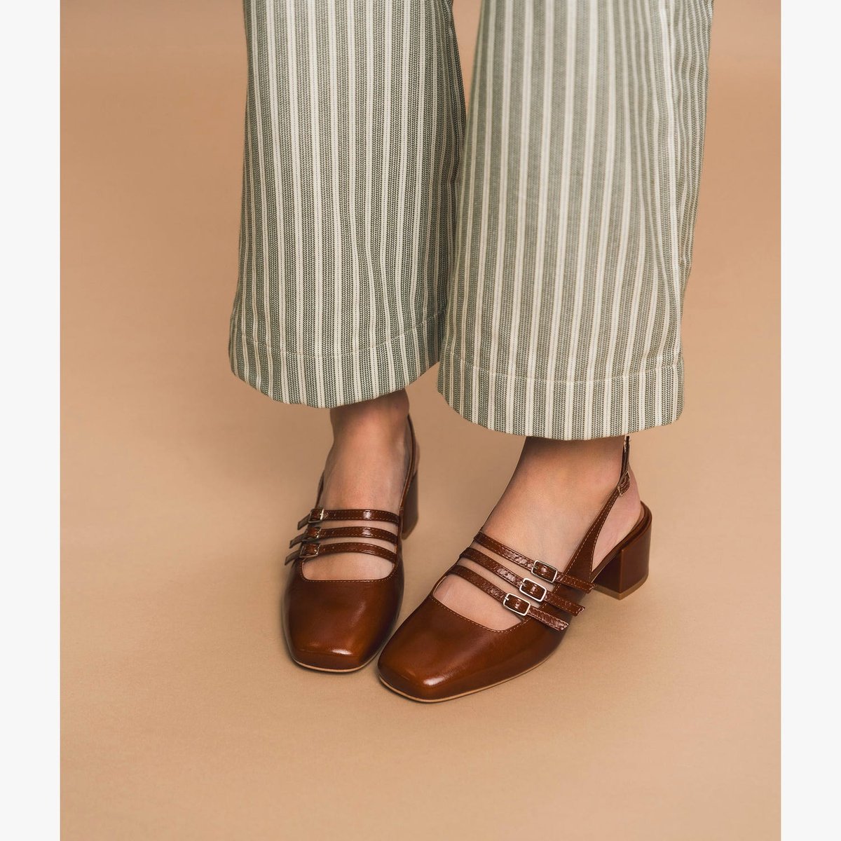 Escarpin en cuir DEMI camel, BOCAGE