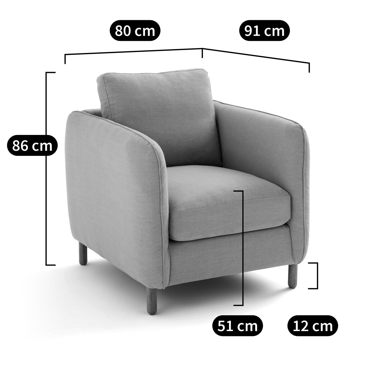 Fauteuil coton/polyester, Loméo vert eucalyptus, LA REDOUTE INTERIEURS