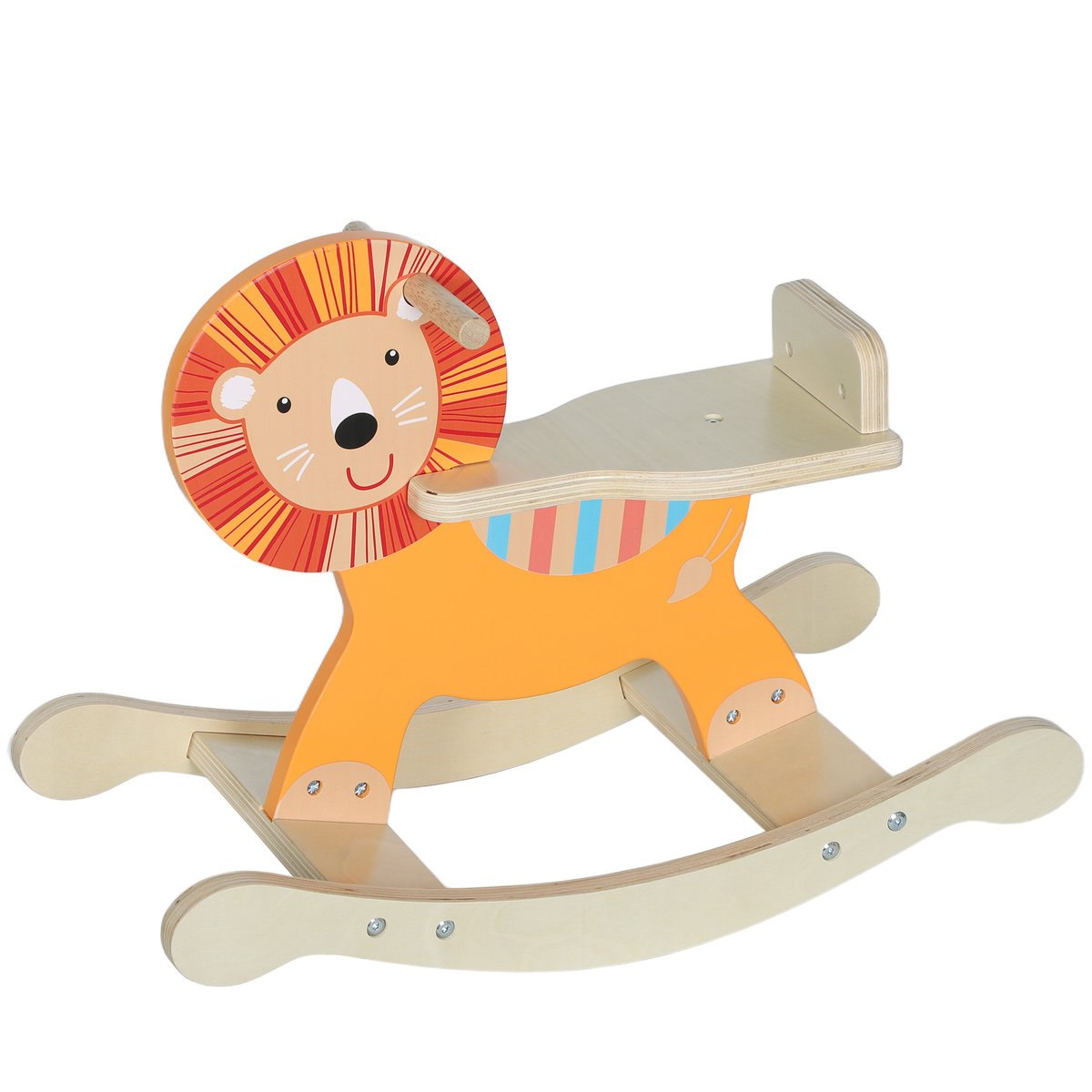 Cheval à bascule pour enfants Contreplaqué orange, bois clair, AIYAPLAY