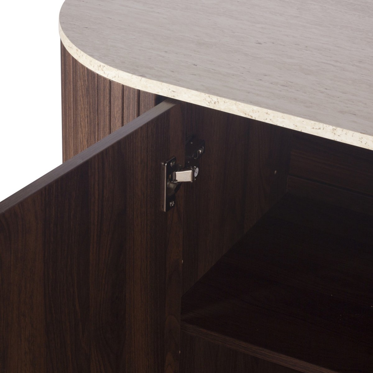 Buffet 2 portes en bois effet travertin L 120 cm- ALMA bois foncé, DRAWER
