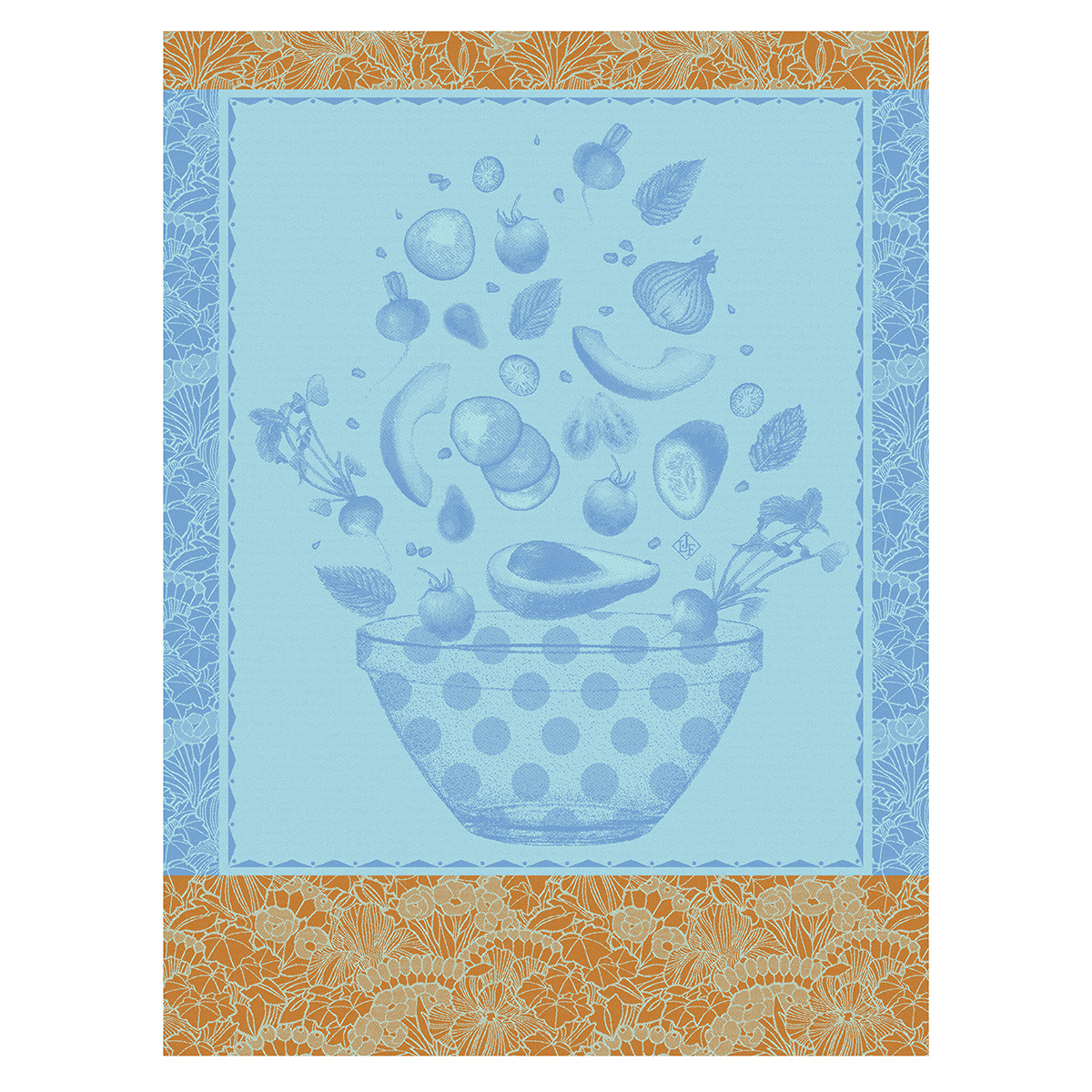 Torchon en Coton, SALADE D'ÉTÉ bleuet, LE JACQUARD FRANCAIS