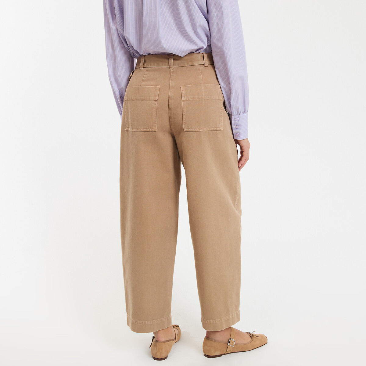 Pantalon large coupe barrel avec ceinture beige camel, LA REDOUTE COLLECTIONS