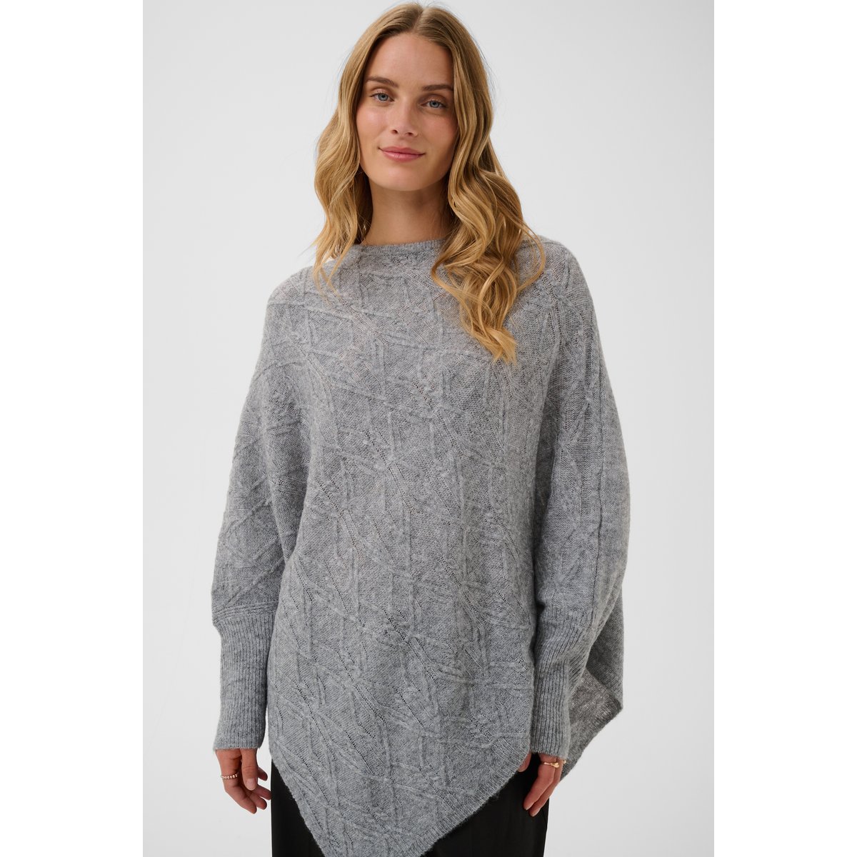 Poncho gris grey melange, CREAM