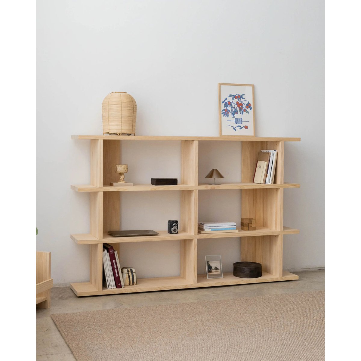 Bibliothèque en pin massif non verni MONTGÓ 2x3 bois clair, NAAN FURNITURE