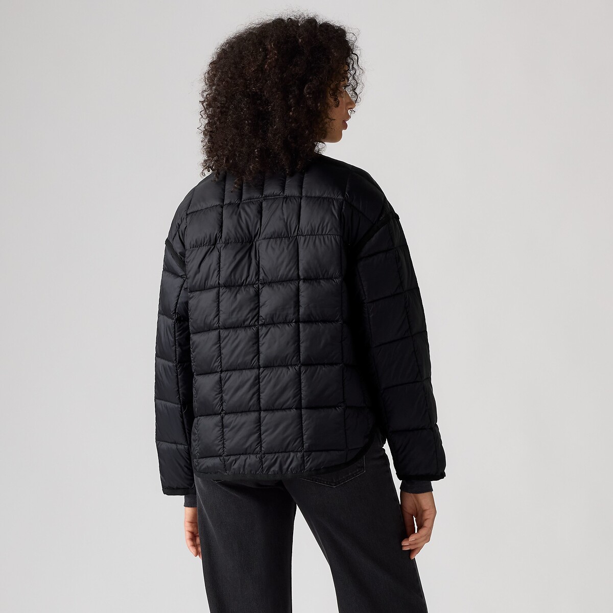 Short Crew Neck Quilted Padded Jacket charcoal, LEVI'S