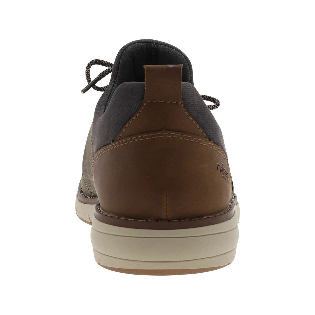 Sneakers café avec des lacets rond et un patch à la languette gris, RIEKER