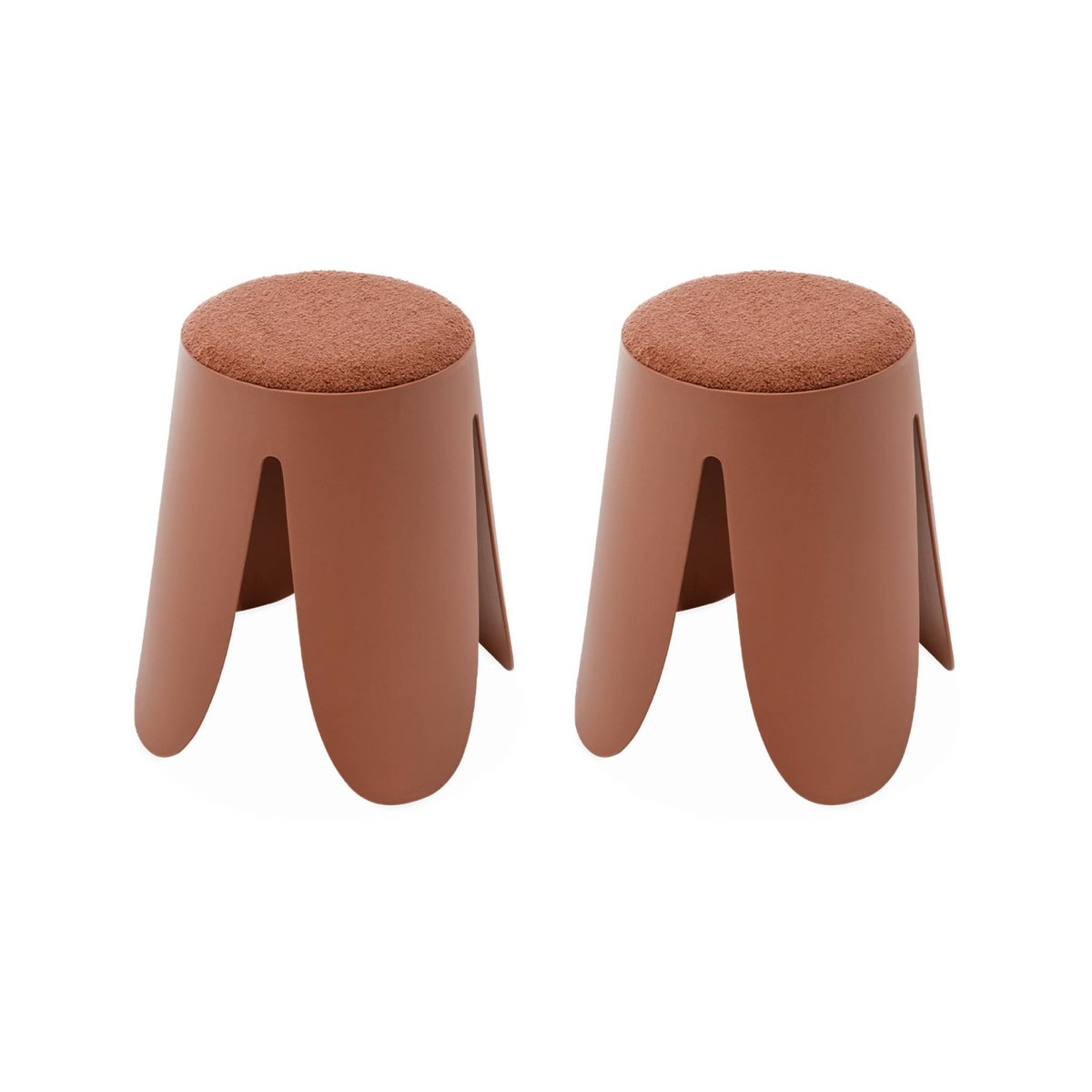 Tabouret empilable bouclette texturée (lot de 2) NIKI terracotta, SWEEEK