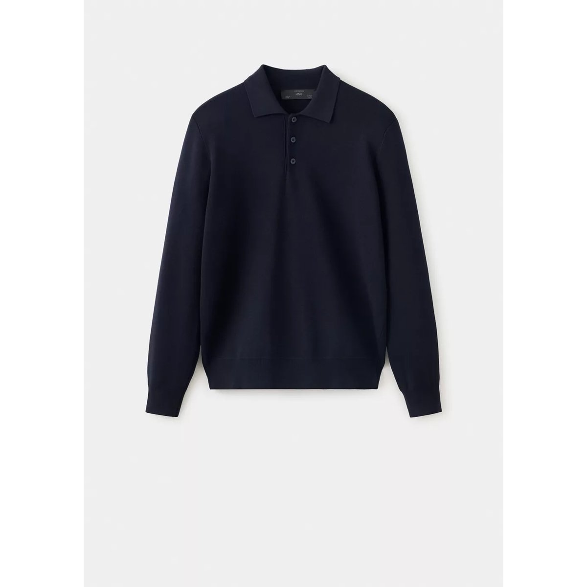 Polo en jersey de maille fine bleu marine, MANGO MAN