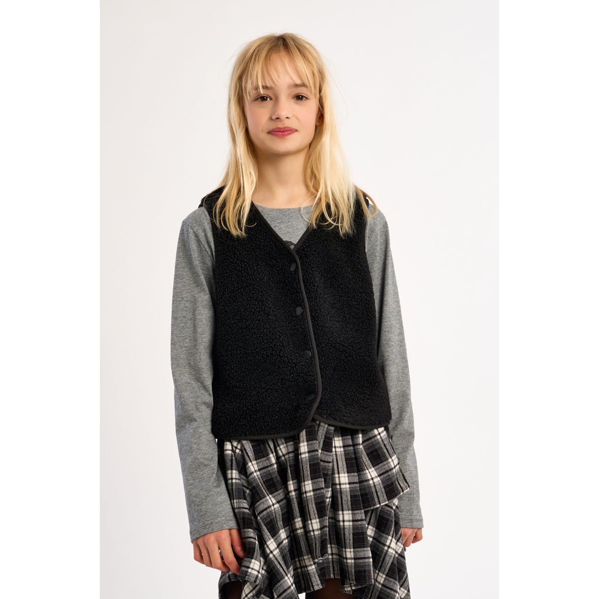 Veste sans manches, imitation mouton noir, MOLLY BRACKEN GIRL