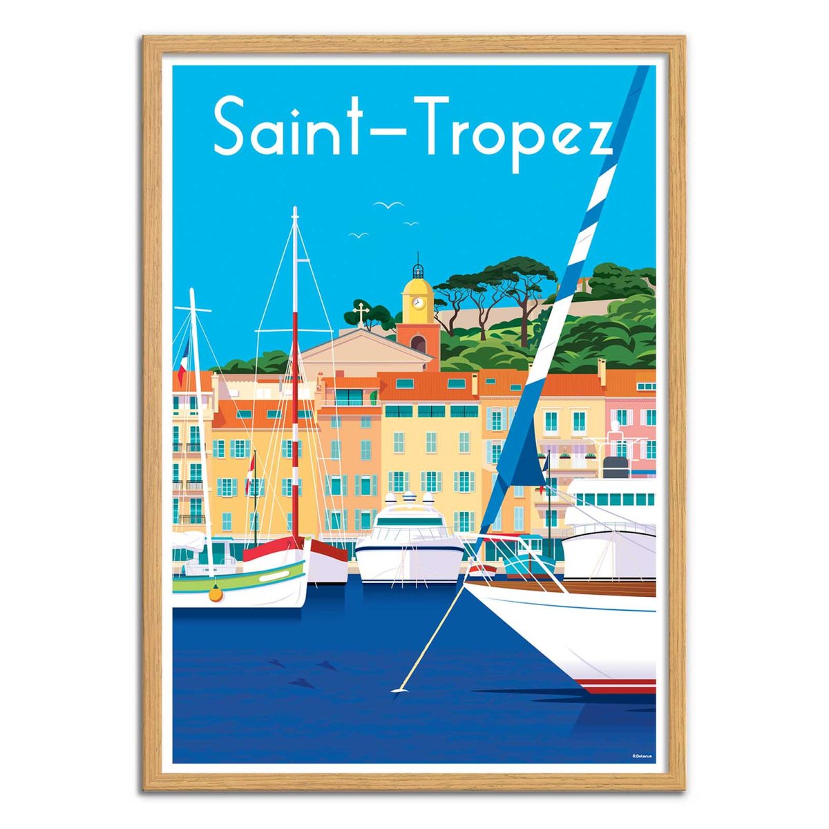 Affiche d'art - Saint Tropez - Raphael Delerue bleu, WALL EDITIONS
