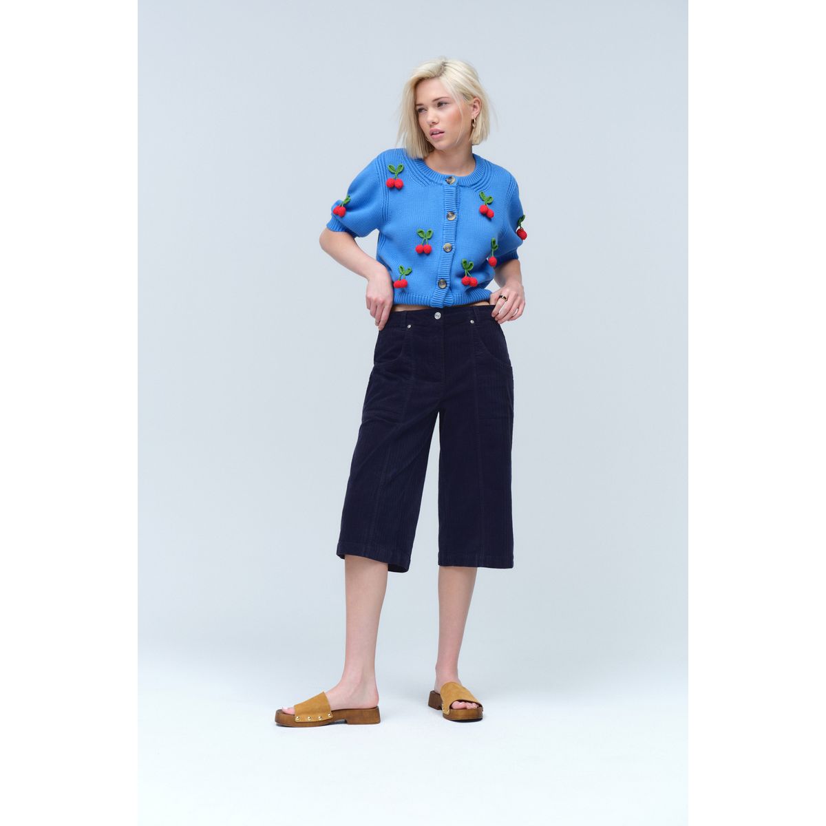 Short délavé en velours côtelé bleu marine, NEXT