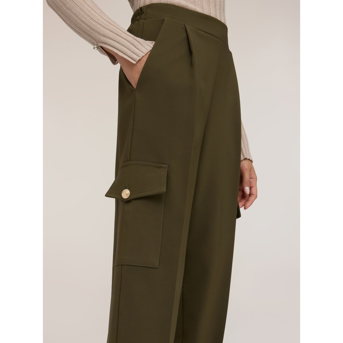 Pantalon cargo avec cheville élastiquée verde militare, MOTIVI