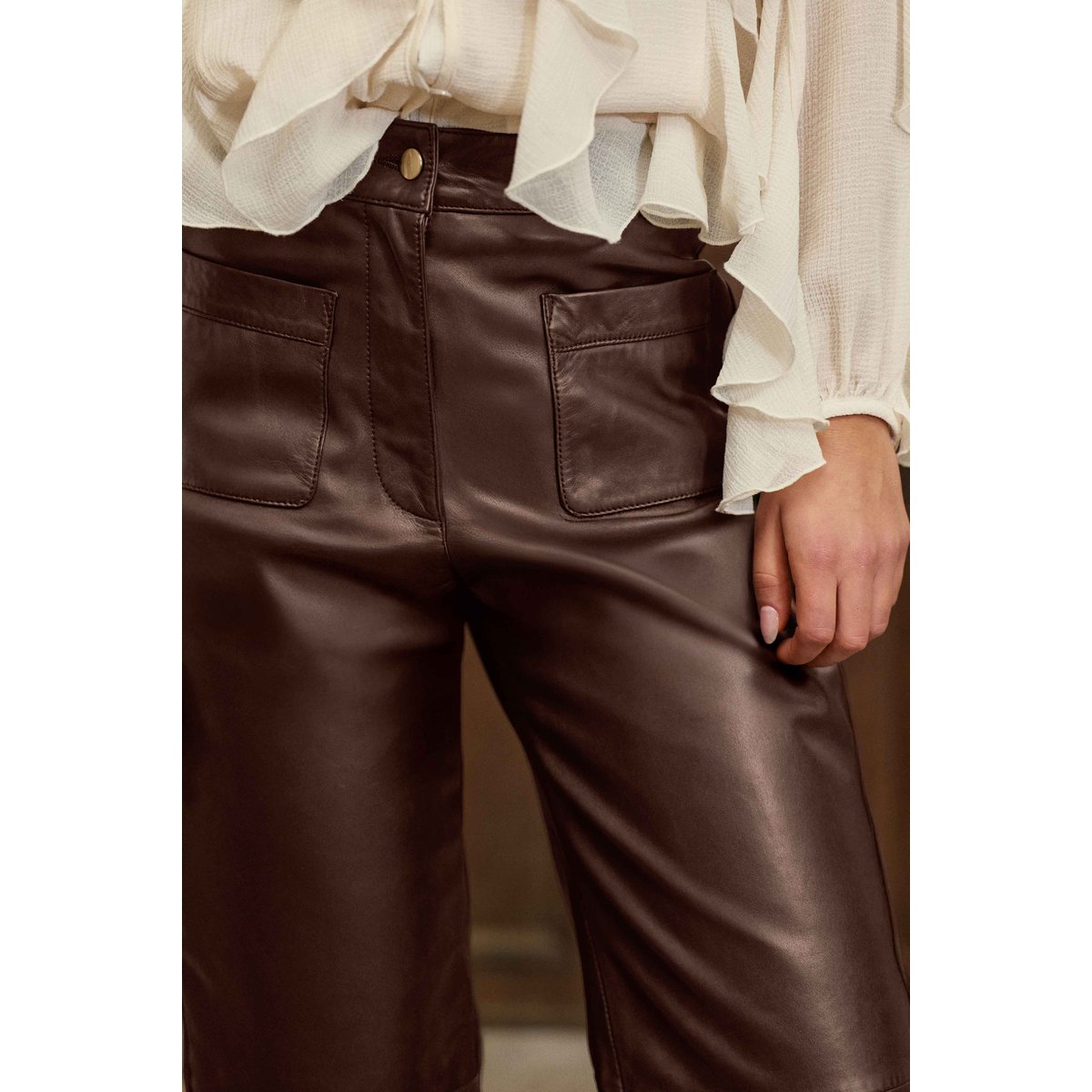 Pantalon loose uni ATLANTY 16-marron, LA PETITE ETOILE