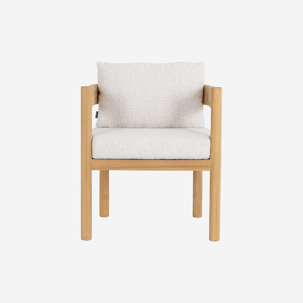 Chaise de jardin en teck massif et tissu imperméable FIGARI blanc cassé, HABITAT