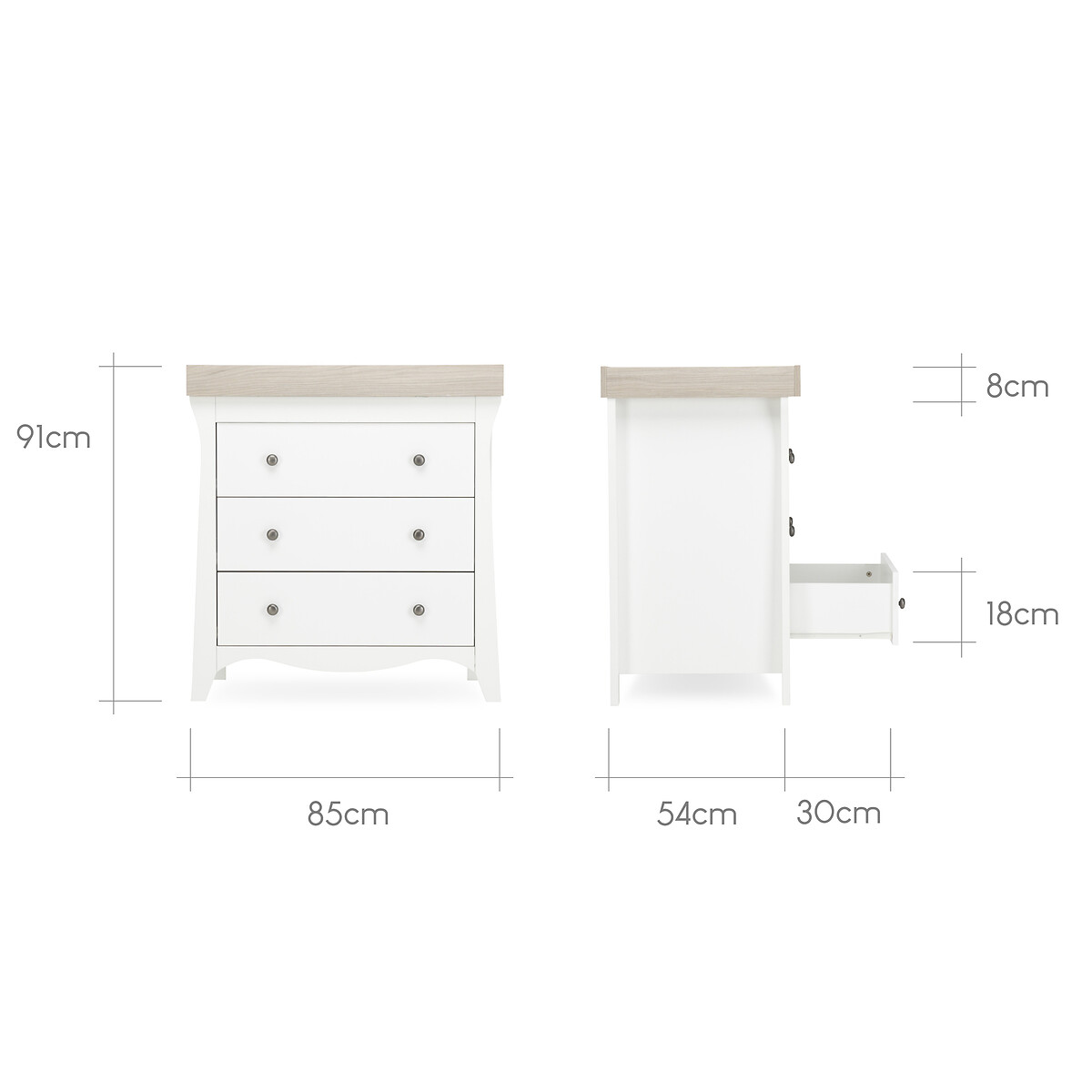 Clara 3 Piece Nursery Furniture Set ash, CUDDLECO