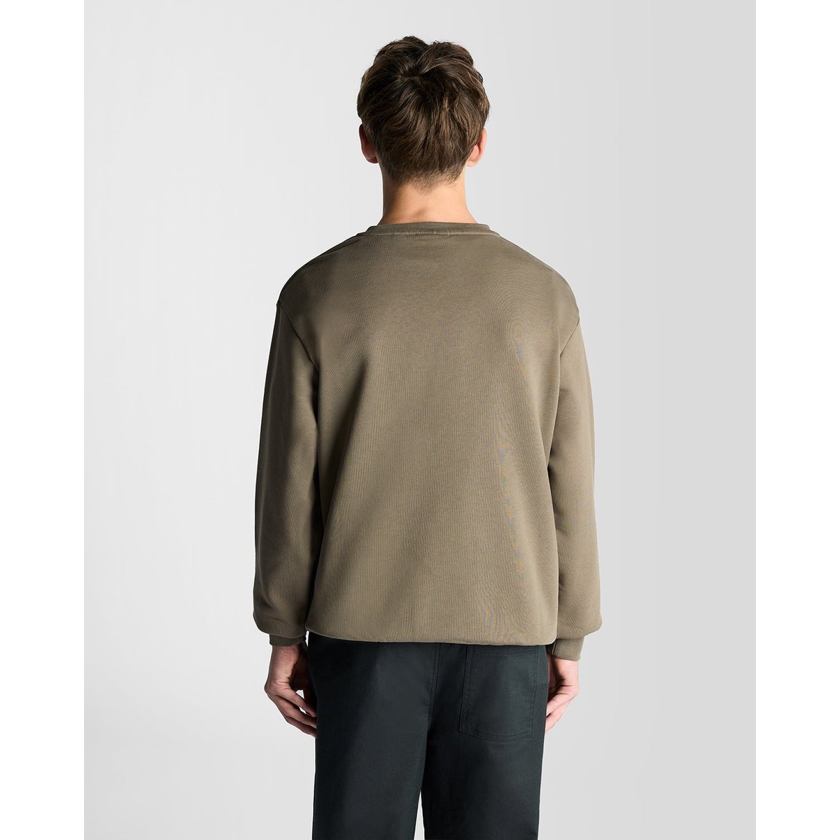 Sweat-shirt épais en coton vert kaki cendré, LYLE & SCOTT