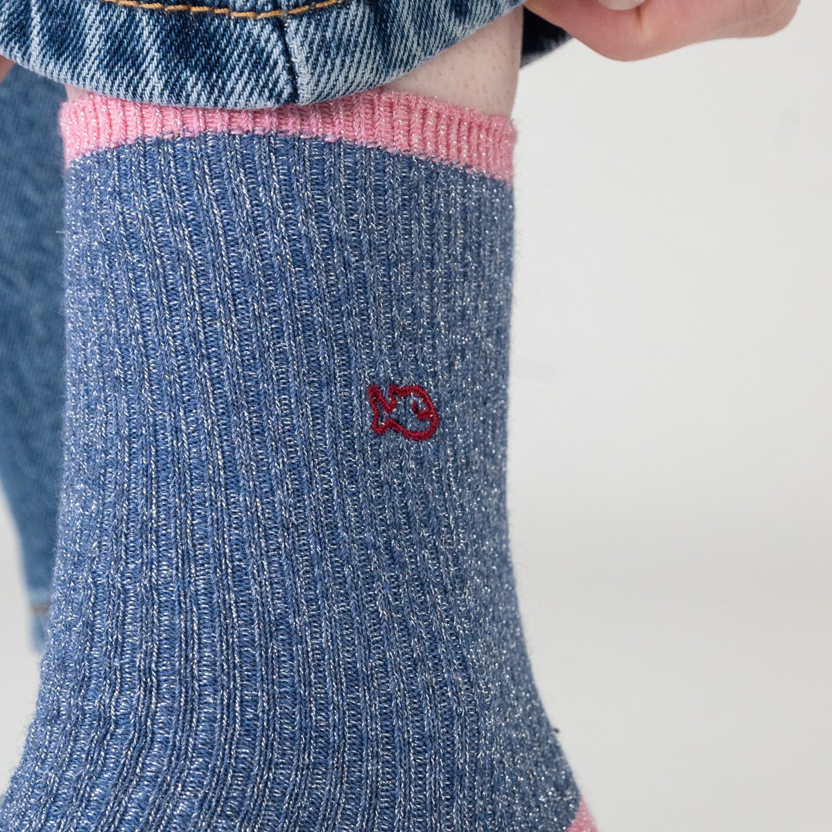 Chaussettes en coton peigné VINTAGE bleu gris, BILLYBELT