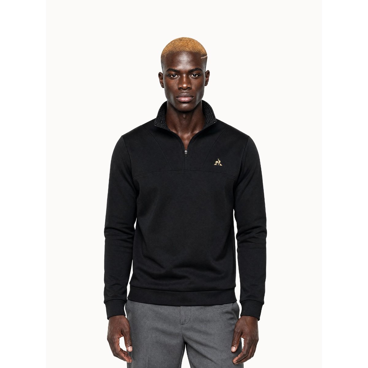 Sweat col montant demi-zippé Coq d'Or en double face Coq d'Or black, LE COQ SPORTIF