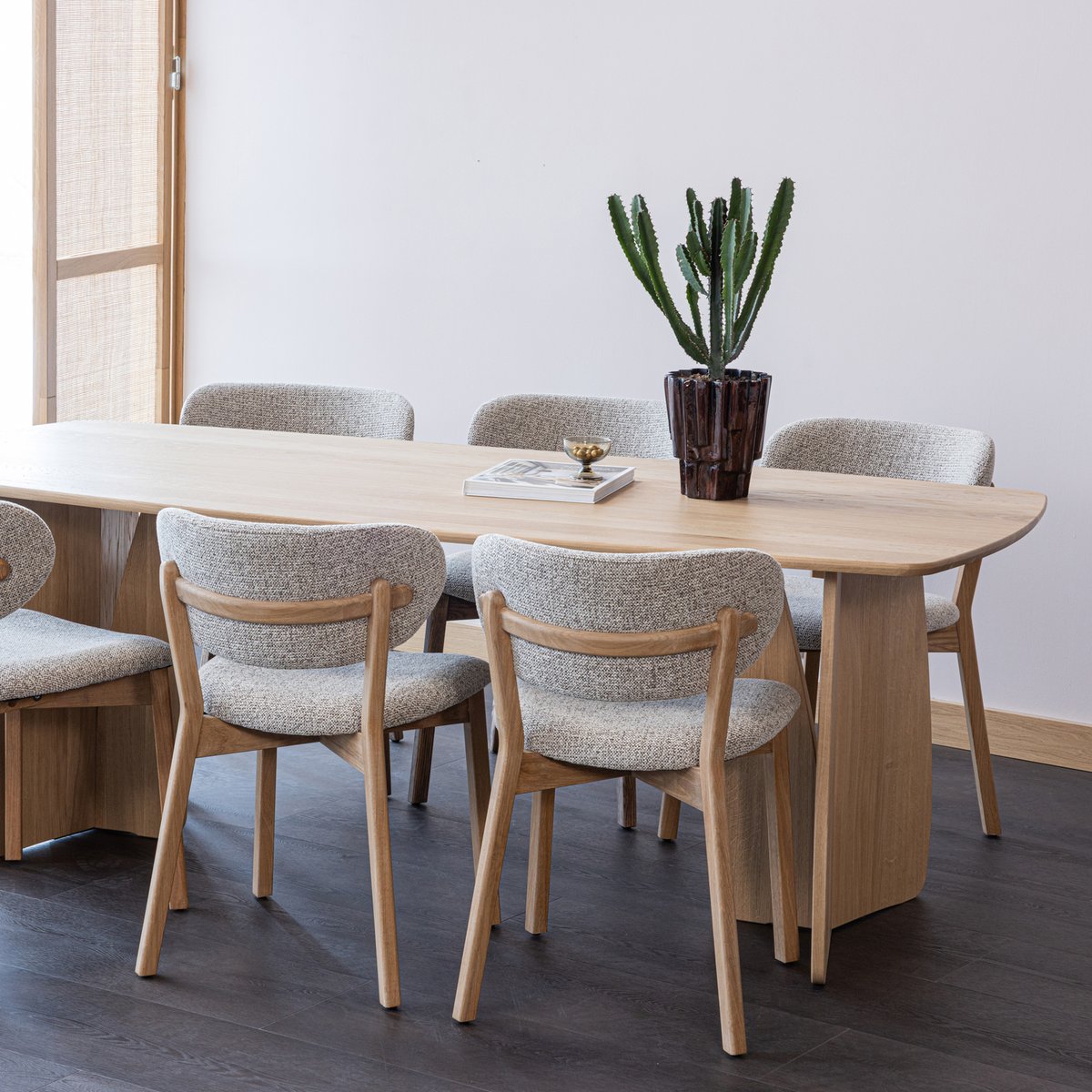 Table à manger en bois de chêne VEERE bois fonce, WOOOD